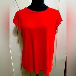CeCe Red Relaxed Cap Sleeve Tee